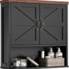 Smuxee Farmhouse Bathroom Cabinet Wall Mounted, Black Bathroom Medicine Cabinet with Adjustable Shelf, Bathroom Cabinet for Bathroom, Living Room, Laundry Room