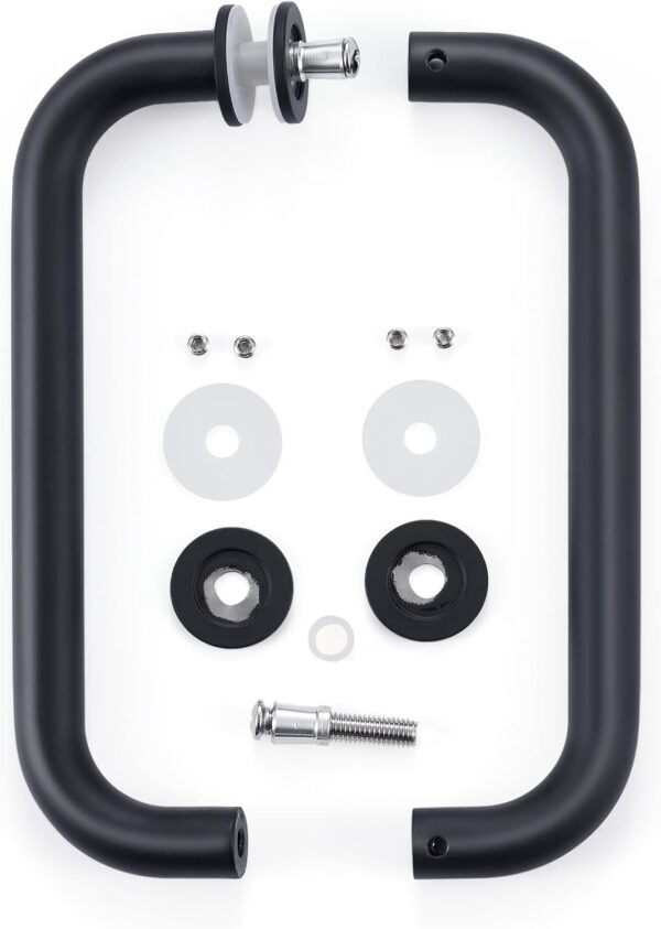 Ranbo C-Shaped 8" Back-to-Back Frameless Glass Shower Door Push Pull Handle, Fits 8-12mm(5/16"-1/2") Glass Doors,8" Mounting Hole Distance,304 Stainless Steel,Matte Black,for Bathroom, Sauna, Spa