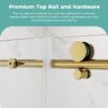 61vhzcsuNGL._AC_SL1500_.jpg Frameless Shower Door 56-60" W x 75" H, Sliding Shower Door with SGCC Tempered Ultra-Clear Glass, Gold Shower Door with Stainless Steel Handle and Side Seal Strip for Leak-Proof Design