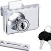 Showcase Lock Stainless Steel No Drill Glass Door Lock Display Cabinet Double Door Lock with Key for 0.21inch -0.31inch Glass Door(keyed Alike) (Silver, 409-2PCS)