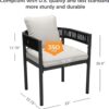 Grand patio 5-Piece Outdoor Dining Set for 4 with 1 Rectangle Expandable Table for 4-6 Person, Metal Woven Wicker Fixed Patio Chairs with Thickened Cushions for Yard, Poolside (Black)