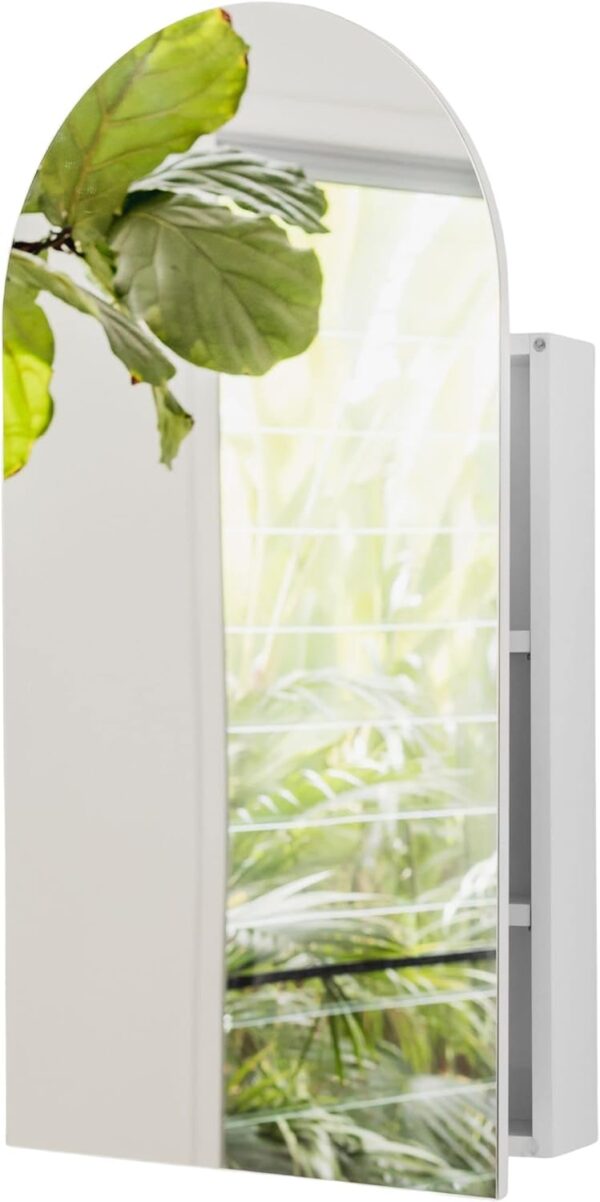 Arched Medicine Cabinet With Mirror For Bathroom Wall, Surface Mount Or Recessed Medicine Cabinet With Mirror -17" x 32", Large Medicine Cabinet Bathroom Mirror With Storage, Modern Medicine Cabinet