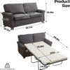 Convertible Pull Out Sofa Bed - Modern Sofa Sleeper Couch, Pull-Out Bed, 2 in 1 Loveseat Sofa Bed for Living Room & Bedroom, Futon Sofa Bed, Small Sofa Bed for Apartment, Grey