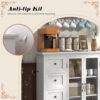 COSTWAY Sideboard Buffet Cabinet, Kitchen Storage Cabinet with 4-Drawers, 2 Tempered Glass Doors, Buffet Table, Accent Cabinet for Entryway, Dining Room, Kitchen, Home, Basement, White