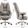 Big and Tall Office Chair 400lbs Wide Seat, Leather High Back Executive Office Chair with Foot Rest, Ergonomic Office Chair Lumbar Support for Lower Back Pain Relief (Light Grey)