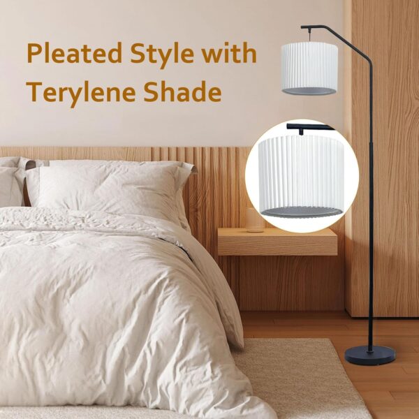 68" Floor Lamp,9W Edison Bulb Included Swingable lamp Head Standing Lamp with Foot Switch with Pleated Lampshade, Tall Floor Lamp Reading for Living Room Bedroom Office Classroom Dorm Room