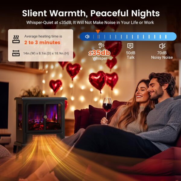BLITZHOME 18'' Electric Fireplace Heater, 2 Heating Mode 750/1500W, 3D Realistic Flame, Thermostat Control, Safety Protection, Portable Freestanding Fire Places Stove for Home, Small Space