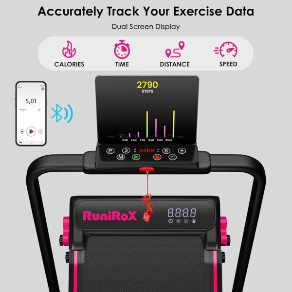 Walking Pad Treadmill with Incline and Lights, Under Desk Treadmill with Incline for Home Office, 3 in 1 Portable Treadmill with LED Display and APP