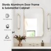 sogesfurniture Medicine Cabinets for Bathroom with Mirror, 24"x16" Modern Rectangle Recessed Bathroom Medicine Cabinet with Beveled Mirror, Wall Mounted Metal Bathroom Mirror with Storage, Gold
