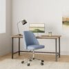 DUMOS Office Desk Chair, Modern Cute Rolling Vanity Swivel Task Seating with Wheels, Comfortable Back Seat Armless for Home, Bedrooms, Study, Student, Adults, Make-Up, Dressing Room