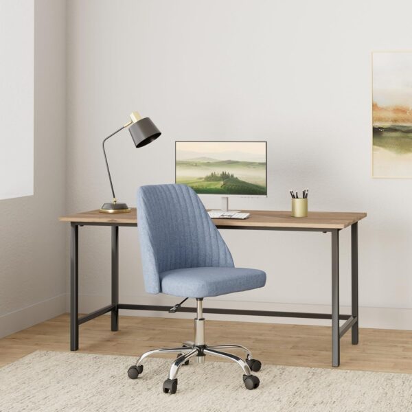 DUMOS Office Desk Chair, Modern Cute Rolling Vanity Swivel Task Seating with Wheels, Comfortable Back Seat Armless for Home, Bedrooms, Study, Student, Adults, Make-Up, Dressing Room