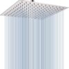 Voolan Rain Shower Head - High Flow Large Rainfall Shower Heads Made of Stainless Steel - Waterfall Bathroom Square Showerhead - Ceiling or Wall Mount (12" Chrome)