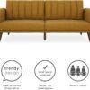 Novogratz Brittany 82 Inch Futon Sofa Bed, Upholstered Couch Sleeper with Tufted Back, Mid-Century Modern, Mustard