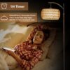Arc Floor Lamp with Remote Control, Dimmable LED Floor Lamp with 3 Color Temperature, Black Standing Lamp with Rattan & Fabric Double Drum Shade, Boho Farmhouse Tall Pole Lamp for Living Room Bedroom