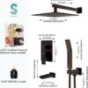 SR SUN RISE 12 Inches All Metal Bathtub Faucet Set Shower System with Tub Spout Square Rain Shower Head and Handheld Combo Shower Fixtues, Modern Valve and Trim Kit, Oil-Rubbed Bronze