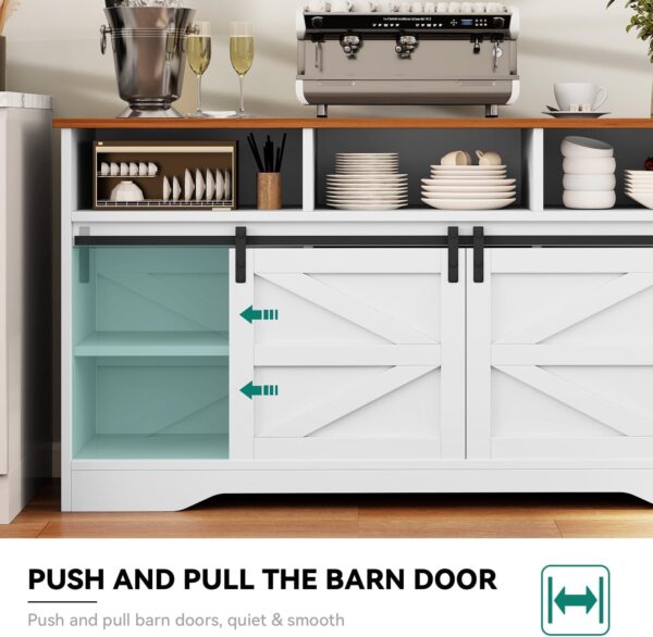 YITAHOME Large Buffet Sideboard Cabinet, 59" Farmhouse Buffet Cabinet with Drawers & Sliding Doors, Storage Cabinet for Kitchen, Living Room (White)