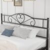 VECELO Metal Platform Bed Frame with Headboard & Footboard, Steel Slats Mattress Foundation, No Box Spring Needed, Queen, Charcoal Black