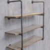 3 level Wall Mounted Iron Floating Pipe Shelves/Racks/Storage/Bookcases, DIY Open Bookshelves/Shelving for Kitchen/Office, Retro Black,(4-Tier Shelf Brackets,Not Include Planks)