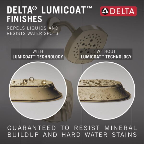 Delta -faucet Single-Spray Raincan Shower Head, Gold Shower Head, Rainfall Shower Head, Square Shower Head, 2.5 GPM Flow Rate, Lumicoat Champagne Bronze 52159-CZ-PR25
