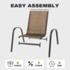 NUU GARDEN 5 Piece Outdoor Dining Set, 4 All Weather Outdoor Textilene Patio Chairs and 32" Square Tempered Glass Dining Table with 1.97" Umbrella Hole, for Backyard, Patio, Garden, Brown and Black