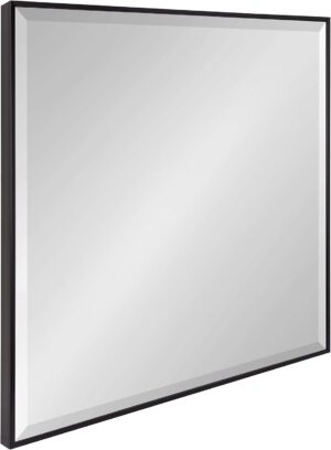 Kate and Laurel Rhodes Modern Square Wall Mirror, 28.75 x 28.75 inches, Black, Chic Contemporary Accent Mirror for Wall