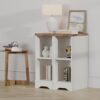 WAMPAT Modern Farmhouse 3 in 1 TV Stand for up to 95" TVs Wood Entertainment Center with Open Storage for Living Room,Antique White