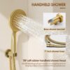 Shower System with Tub Spout, Shower Faucet Set with 10-Inch Rain Shower Head, Handheld Shower head and Shower Faucet Trim valve, Wall Mounted Bathroom Shower Combo Set,Gold