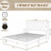 Queen Size Bed Frame, Velvet Upholstered Platform with Headboard, Easy Assembly, No Box Spring Needed, Non-Slip and Noise-Free with Strong Wooden Slats (Beige, Queen (U.S. Standard))