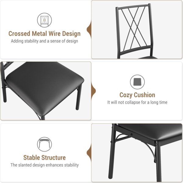 Dining Table Set for 4, Kitchen Table and Chairs, 5-Piece Metal and Wood Indoor Modern Rectangular Dining Table Furniture Set for Kitchen, Dining Room, Dinette, Breakfast Nook w/ 4 Chairs