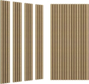UMIACOUSTICS 8 PCS Slat Wall Panels, 47.2” x 6” Decorative Sound Proof 3D Panels for TV Background, Bar Hotel Reception Counter, Oak