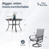 PHI VILLA 5 Piece Outdoor Patio Dining Set with 4 Swivel Dining Chairs & 1 Large Round Dining Table, Gray Textilene Mesh Fabric Chair and Round Metal Table for All Weather Deck Lawn Garden