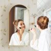 Arched Medicine Cabinet with Mirror,Arch Bathroom Medicine Cabinet with 3 Shelves,Wall Mounted Only,16x31 Inch