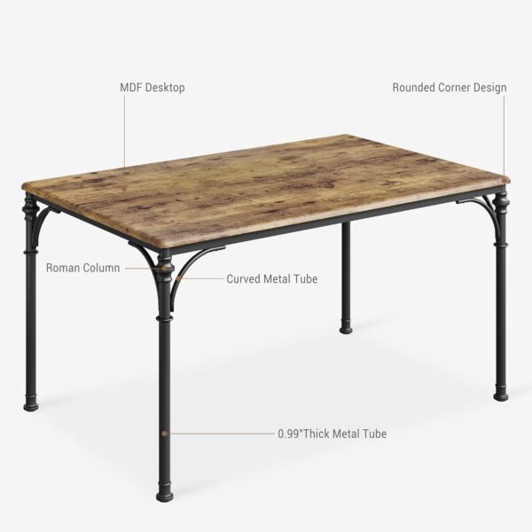 Dining Table Set for 4, Kitchen Table and Chairs, 5-Piece Metal and Wood Indoor Modern Rectangular Dining Table Furniture Set for Kitchen, Dining Room, Dinette, Breakfast Nook w/ 4 Chairs