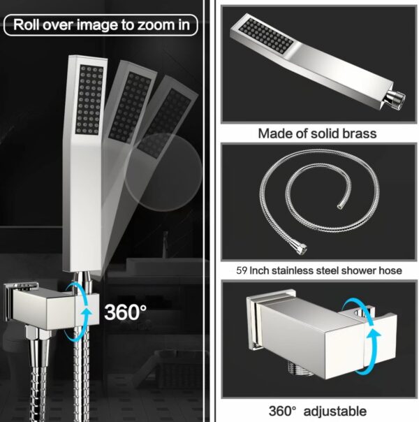 Shower System Rain Shower Faucet Set with Tub Spout,10 inch Bathroom Wall Mounted Waterfall Bathtub Faucet with Handheld Spray and Rough-in Valve Body and Trim kit,Chrome Polished
