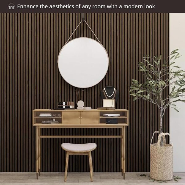 4 Pack Wood Wall Panels, MDF Soundproof 3D Wall Paneling for Interior Wall Decor, Wood Textured Acoustic Fluted Accent Wall Panel,Sound Absorbing,Walnut, 94 Inch