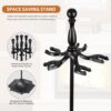 5 Pieces Fireplace Tools Sets Indoor Outdoor Wrought Iron Large Fire Place Set Tools, Fire Pit Tools with Poker Shovel Tongs Brush and Stand, Black