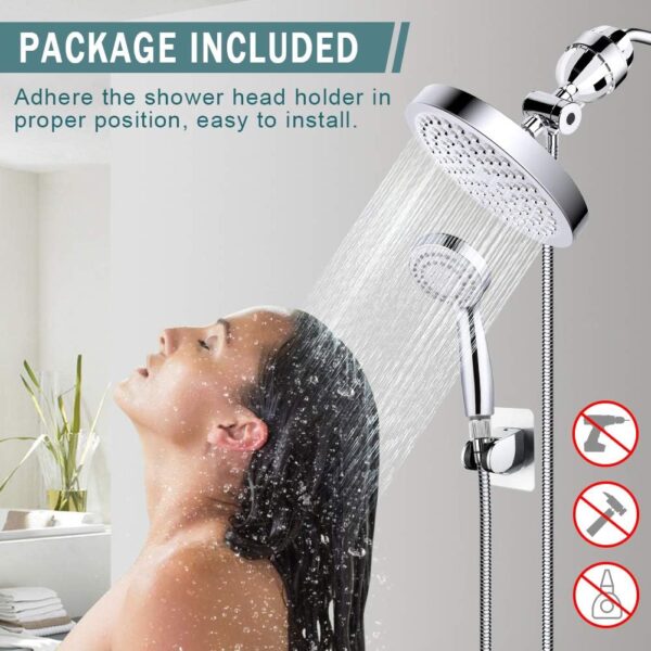 7171yaqO-lL._AC_SL1001_.jpg Taiker Filtered Shower Head, High Pressure Rainfall Shower Head/Handheld Shower Filter Combo, Luxury Modern Chrome Plated with 60'' Hose Anti-leak with Holder (Silver)
