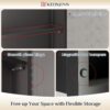 Keonjinn 17" x 25" Black Medicine Cabinet for Bathroom, Recessed or Surface Wall-Mounted Aluminum Alloy Framed Beveled Mirror with Storage, Mirrored Cabinets with 2 Adjustable Shelves for Bath Modern