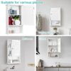 COSTWAY Bathroom Wall Cabinet, Large Capacity Storage Cabinet w/Single Louver Door & Height Adjustable Shelf, Wood Wall Mounted Medicine Cabinet for Bathroom, Living Room, Kitchen (White)