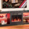 Bestier Fireplace TV Stand for TVs Up to 75",Gaming Entertainment Center with 18" Electric Fireplace, Adjustable Shelves,LED TV Console with Modern Design for Living Room,Black Marble