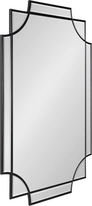 Kate and Laurel Minuette Glam Wall Mirror, 24" x 36", Black, Elegant Traditional Home Decor with A Boho Charm