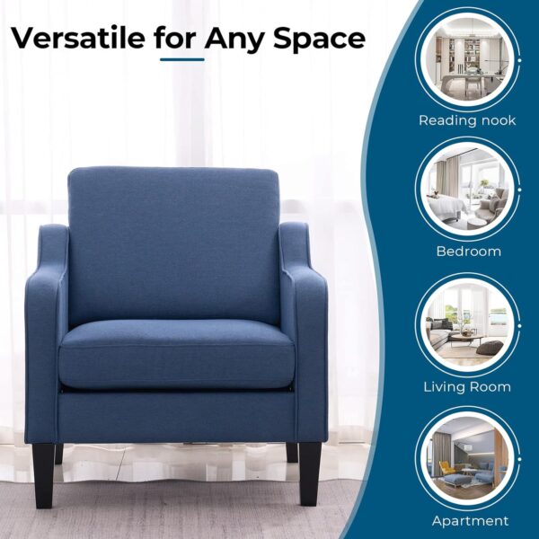 VINGLI Modern Accent Chairs Set of 2,Comfy Blue Armchair for Bedroom,Living Room Upholstered Sofa Chair Reading Chair for Small Spaces