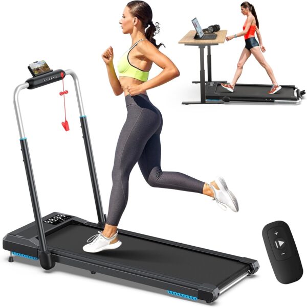 10% Incline Walking Pad Treadmills, Under Desk Treadmill 265/340+lb Capacity for Home Small Space, Portable Foldable Adjustable Incline Treadmill, Easy to Move and Upright Store, Mute Beep, Quieter