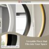 Keonjinn 28 x 28 Inch Round Black Mirror Medicine Cabinet, Modern Black Framed Vanity Bathroom Mirror with Storage