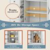 COSTWAY Sideboard Buffet Cabinet, Kitchen Storage Cabinet with 4-Drawers, 2 Tempered Glass Doors, Buffet Table, Accent Cabinet for Entryway, Dining Room, Kitchen, Home, Basement, White
