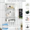 Tangkula Medicine Cabinet, Wall Mounted Bathroom Cabinet Single Door Wooden Bathroom Wall Cabinet with Adjustable Shelf