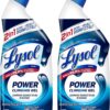 Lysol Toilet Bowl Cleaner, Max Strength Bathroom Cleaning Supplies, Toilet Bowl Cleaner Clinging Gel, Home Essential, Instant Stain Removal, Disinfecting and Deodorizing, Bleach Free, 24 oz (2 ct)
