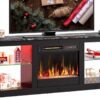 Bestier Fireplace TV Stand for TVs Up to 75",Gaming Entertainment Center with 18" Electric Fireplace, Adjustable Shelves,LED TV Console with Modern Design for Living Room,Black Marble