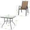 NUU GARDEN 5 Piece Outdoor Dining Set, 4 All Weather Outdoor Textilene Patio Chairs and 32" Square Tempered Glass Dining Table with 1.97" Umbrella Hole, for Backyard, Patio, Garden, Brown and Black