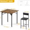 DWVO 5-Piece Dining Room Table Set Bar Table and Chairs Set Counter Height Dining Table Set Industrial High Top Kitchen Table with 4 Barstools for Kitchen Living Room Restaurant Bar Small Spaces Brown